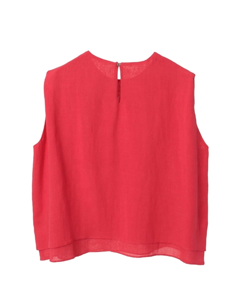 ナチュラルリネンガーゼノースリーブブラウス 詳細画像 レッド 2