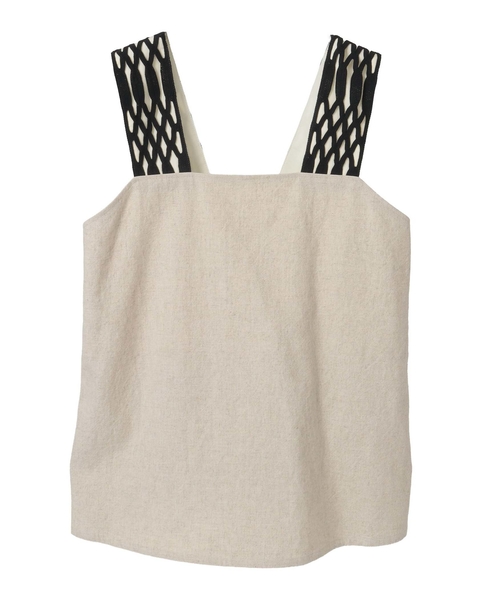 コットンリネンラミーキャンバスキャミソールトップス 詳細画像 ベージュ 1