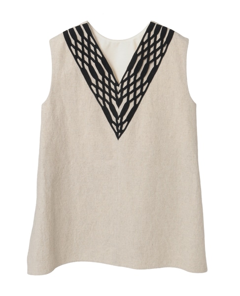 コットンリネンラミーキャンバスチュニックブラウス 詳細画像 ベージュ 2