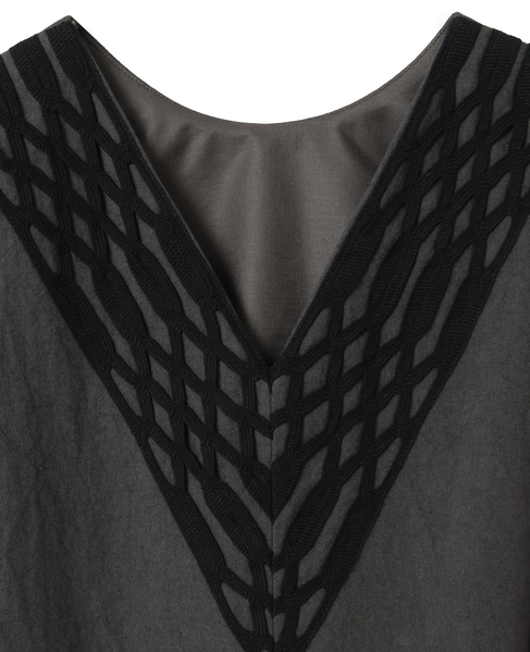 コットンリネンラミーキャンバスチュニックブラウス 詳細画像 グレー 4