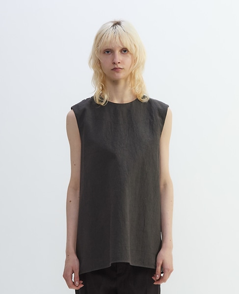 コットンリネンラミーキャンバスチュニックブラウス 詳細画像 グレー 7