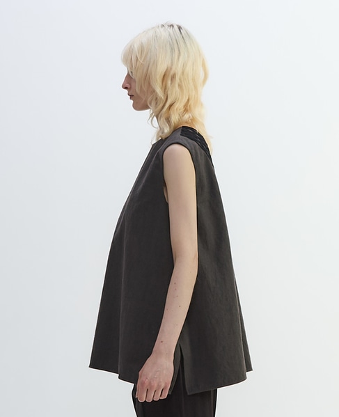 コットンリネンラミーキャンバスチュニックブラウス 詳細画像 グレー 8