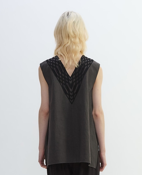 コットンリネンラミーキャンバスチュニックブラウス 詳細画像 グレー 9