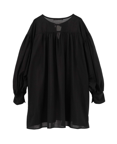 コットンボイルガーゼタンブラースモックブラウス 詳細画像 ブラック 2