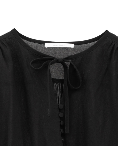 コットンボイルガーゼタンブラースモックブラウス 詳細画像 ブラック 3