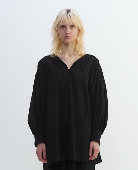 コットンボイルガーゼタンブラースモックブラウス 詳細画像 ブラック 8