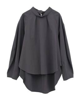 綿麻高密度ツイルタック入りフレアブラウス