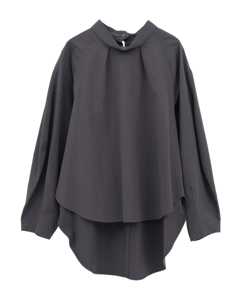 綿麻高密度ツイルタック入りフレアブラウス 詳細画像 グレー 1