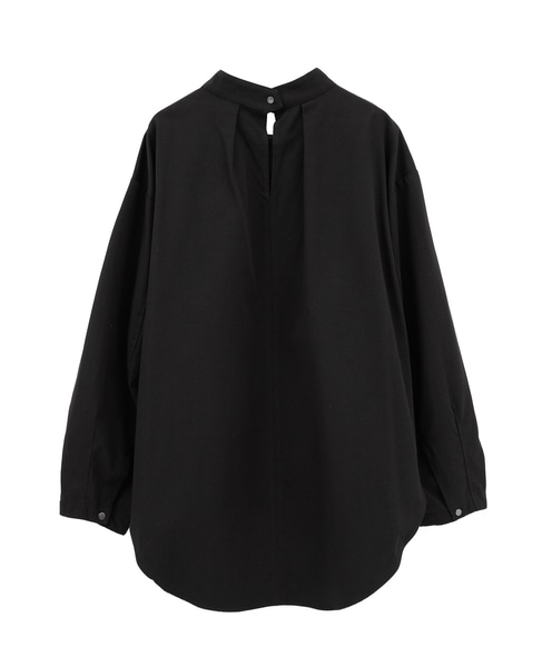 綿麻高密度ツイルタック入りフレアブラウス 詳細画像 ブラック 2