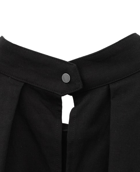 綿麻高密度ツイルタック入りフレアブラウス 詳細画像 ブラック 4