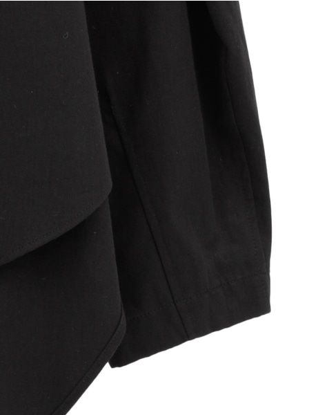 綿麻高密度ツイルタック入りフレアブラウス 詳細画像 ブラック 5