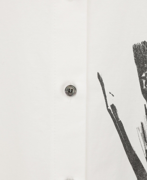 綿麻高密度ツイルアトリエモチーフプリントシャツ 詳細画像 オフホワイト×ブラック 7