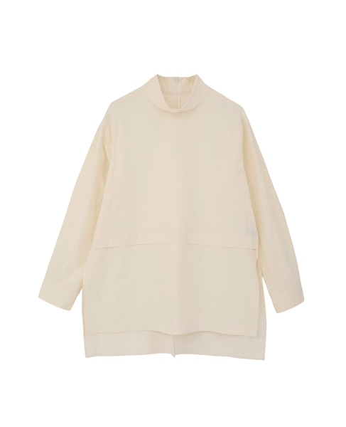 COTTON SABREタック＆スリットハイネックブラウス 詳細画像 アイボリー 1