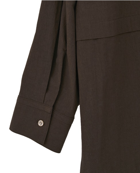 COTTON SABREタック＆スリットハイネックブラウス 詳細画像 ブラウン 4