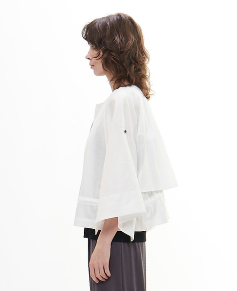 ラミーリヨセルタック＆ギャザージャケット 詳細画像 ホワイト 3