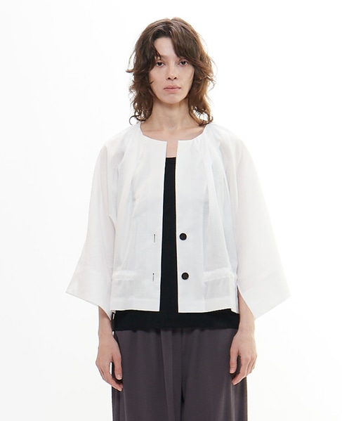 ラミーリヨセルタック＆ギャザージャケット 詳細画像 ホワイト 4