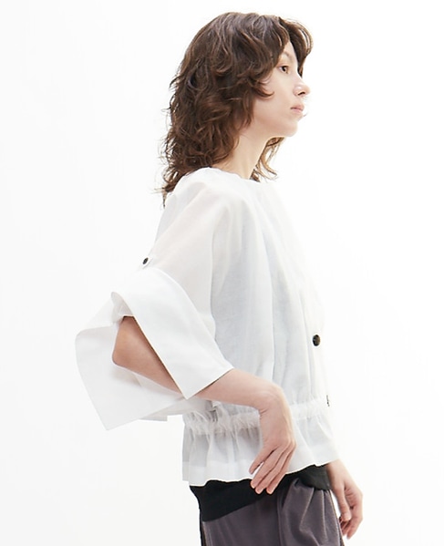 ラミーリヨセルタック＆ギャザージャケット 詳細画像 ホワイト 6