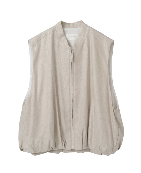 リネンレーヨンストレッチブルゾンジレ 詳細画像 ベージュ 1