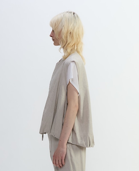 リネンレーヨンストレッチブルゾンジレ 詳細画像 ベージュ 3