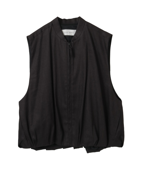 リネンレーヨンストレッチブルゾンジレ 詳細画像 ブラック 1