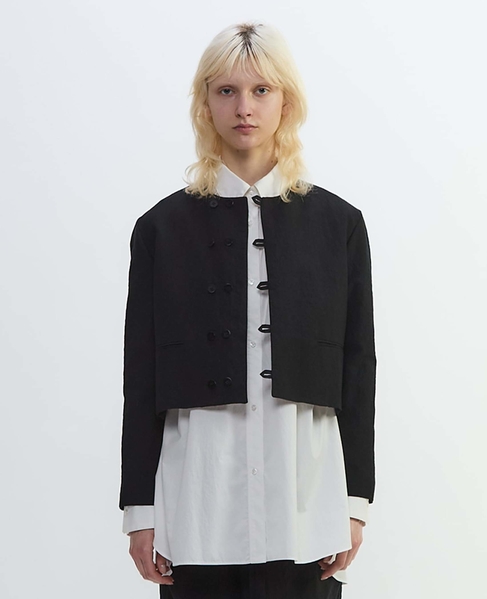 リネンウールタンブラーワッシャーショートジャケット 詳細画像 ブラック 9