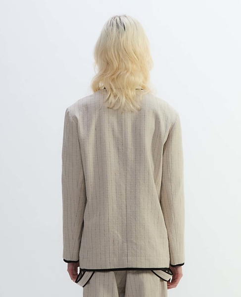 ヘビーコットンリネントリミングジャケット 詳細画像 ベージュ×ブラック 16