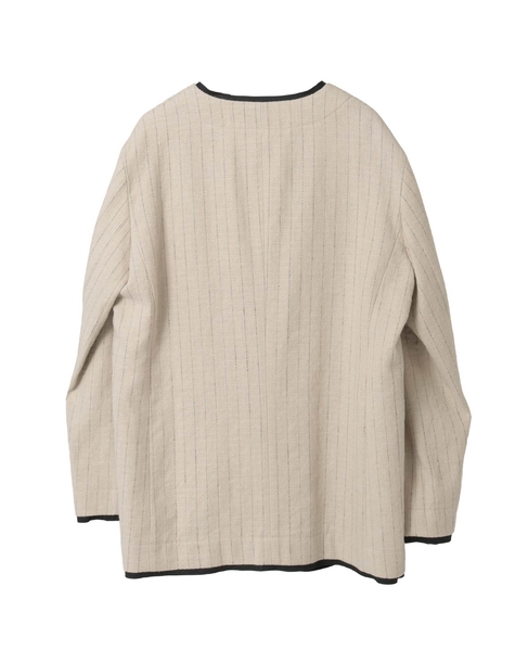 ヘビーコットンリネントリミングジャケット 詳細画像 ベージュ×ブラック 2