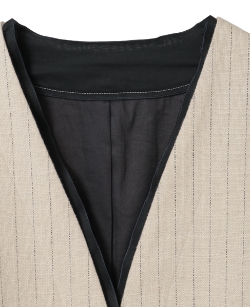 ヘビーコットンリネントリミングジャケット 詳細画像 ベージュ×ブラック 3