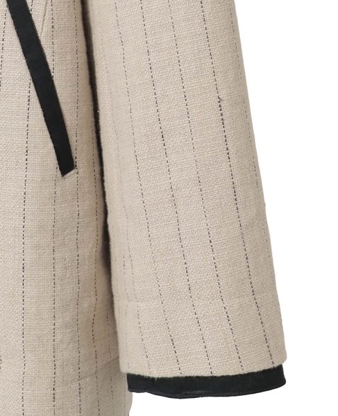 ヘビーコットンリネントリミングジャケット 詳細画像 ベージュ×ブラック 4