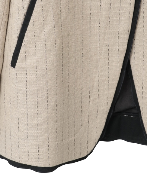 ヘビーコットンリネントリミングジャケット 詳細画像 ベージュ×ブラック 5