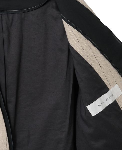 ヘビーコットンリネントリミングジャケット 詳細画像 ベージュ×ブラック 8