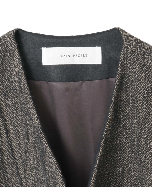 ウールへリンボンボクシージレ 詳細画像 ベージュ×ブラック 3