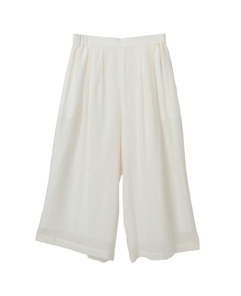 ナチュラルリネンガーゼワイドクロップドパンツ 詳細画像 オフホワイト 1