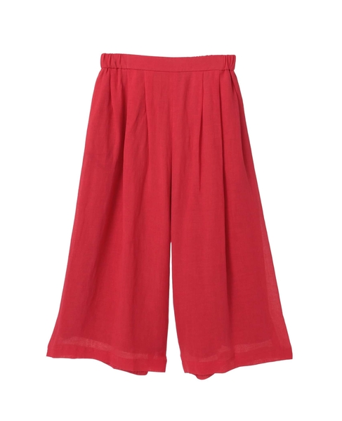 ナチュラルリネンガーゼワイドクロップドパンツ 詳細画像 レッド 1