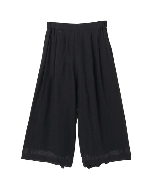 ナチュラルリネンガーゼワイドクロップドパンツ 詳細画像 ブラック 1