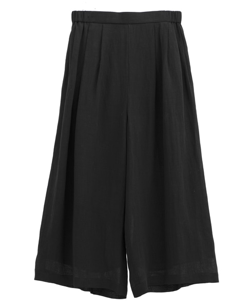 ナチュラルリネンガーゼワイドクロップドパンツ 詳細画像 ブラック 6