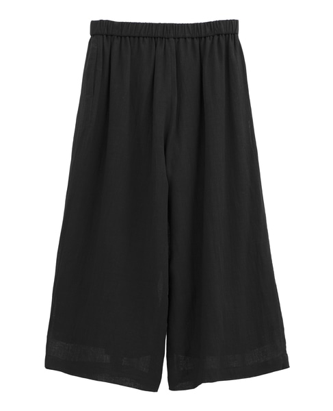 ナチュラルリネンガーゼワイドクロップドパンツ 詳細画像 ブラック 7