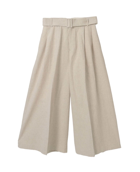 コットンリネンラミーキャンバスタック入りフレアーパンツ 詳細画像 ベージュ 1