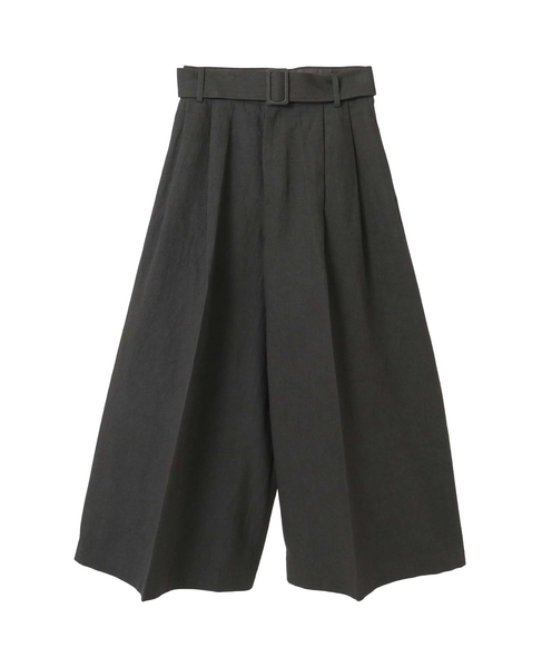 コットンリネンラミーキャンバスタック入りフレアーパンツ 詳細画像 グレー 1