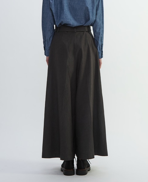 コットンリネンラミーキャンバスタック入りフレアーパンツ 詳細画像 グレー 10