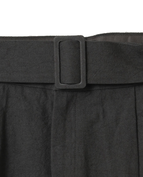 コットンリネンラミーキャンバスタック入りフレアーパンツ 詳細画像 グレー 4