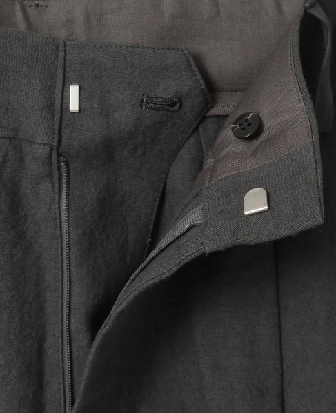 コットンリネンラミーキャンバスタック入りフレアーパンツ 詳細画像 グレー 5