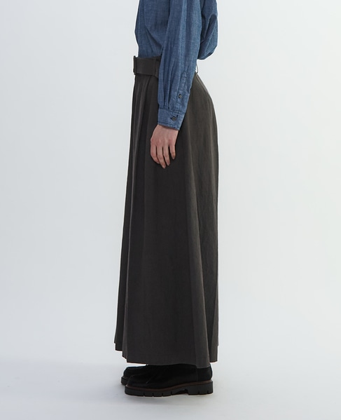 コットンリネンラミーキャンバスタック入りフレアーパンツ 詳細画像 グレー 9