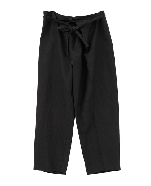 リネンウールタンブラーワッシャーテーパード巻パンツ 詳細画像 ブラック 1