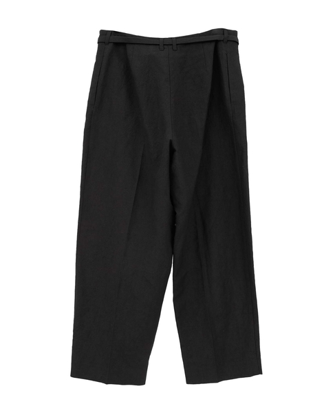 リネンウールタンブラーワッシャーテーパード巻パンツ 詳細画像 ブラック 2