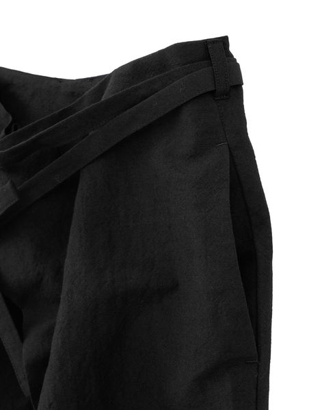 リネンウールタンブラーワッシャーテーパード巻パンツ 詳細画像 ブラック 6