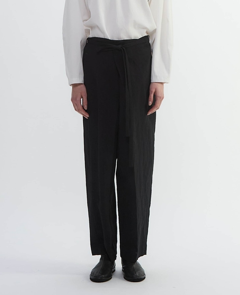 リネンウールタンブラーワッシャーテーパード巻パンツ 詳細画像 ブラック 9