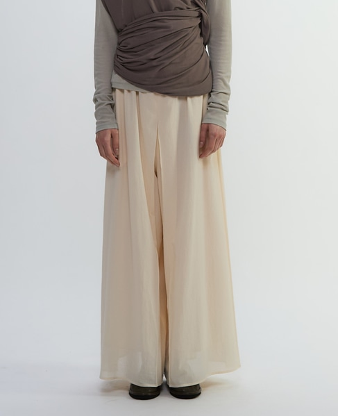 コットンボイルガーゼタンブラーボックスプリーツパンツ 詳細画像 アイボリー 2