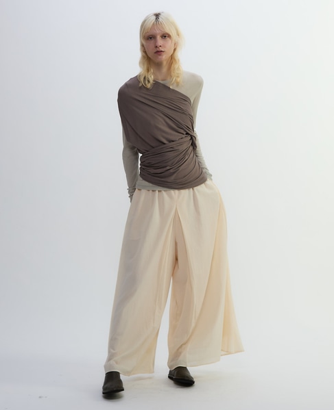 コットンボイルガーゼタンブラーボックスプリーツパンツ 詳細画像 アイボリー 5