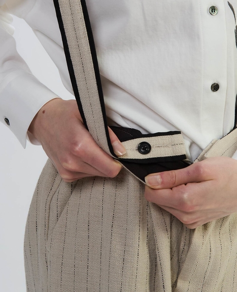 ヘビーコットンリネンサスペンダーパンツ 詳細画像 ベージュ×ブラック 13